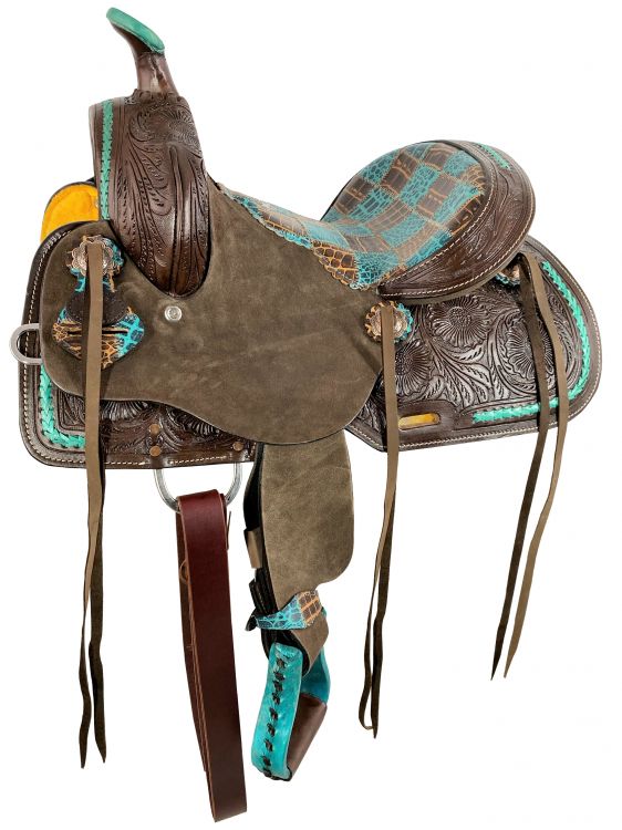 12" barrel saddle teal and gator
