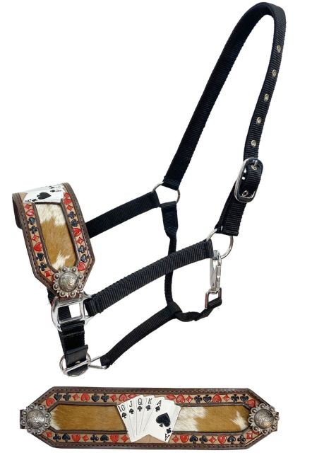 'Royal Flush' Black Nylon Bronc Nose Halter