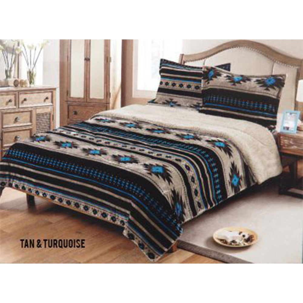 Queen Size 3 pc Borrego comforter set with southwest design