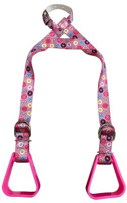 READY TO SHIP- Heavy duty nylon adjustable buddy stirrups with Doughnut Print