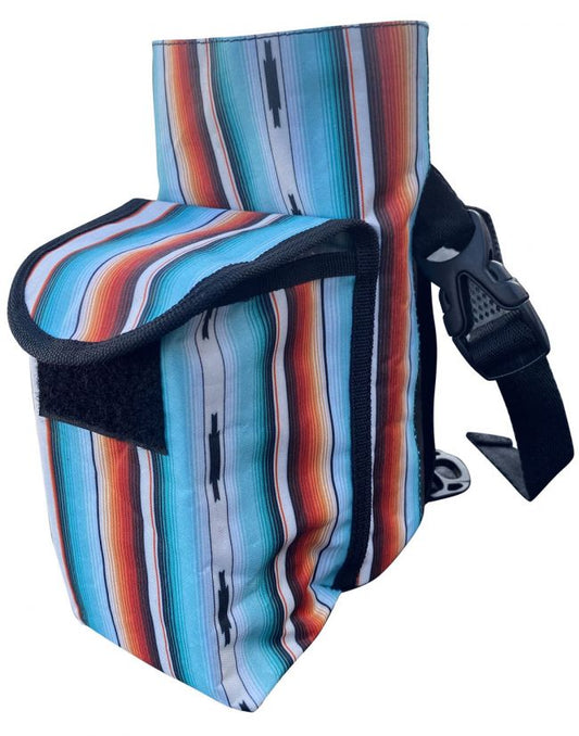 Serape printed insulated nylon bottle carrier with pocket