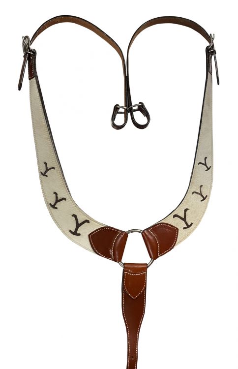 "Y" branded cowhide pulling collar
