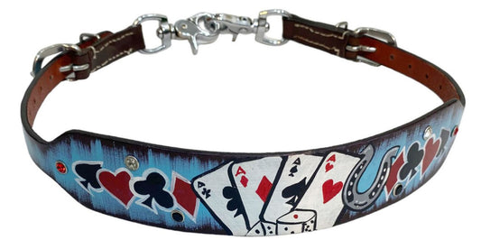 'Electric Aces' Painted Leather Wither Strap