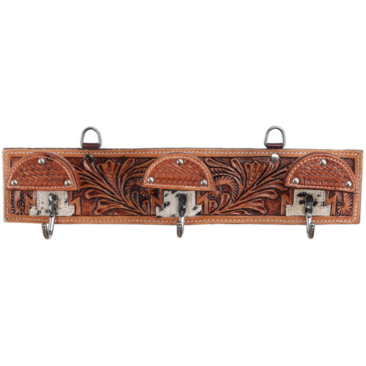 READY TO SHIP- Leaf & Hide Leather Wall Hook Rack Bridle Hooks