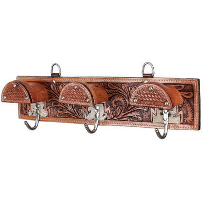 READY TO SHIP- Leaf & Hide Leather Wall Hook Rack Bridle Hooks
