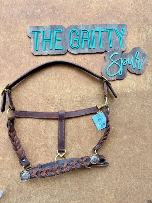 READY TO SHIP- Gorgeous Oiled Harness Leather Braided Halter