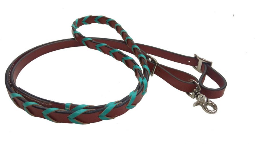 Leather laced barrel, roping reins