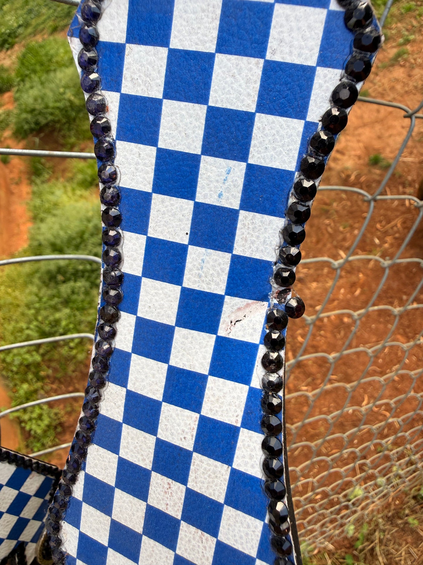 READY TO SHIP- "Imperfect" Blue Checker tack set
