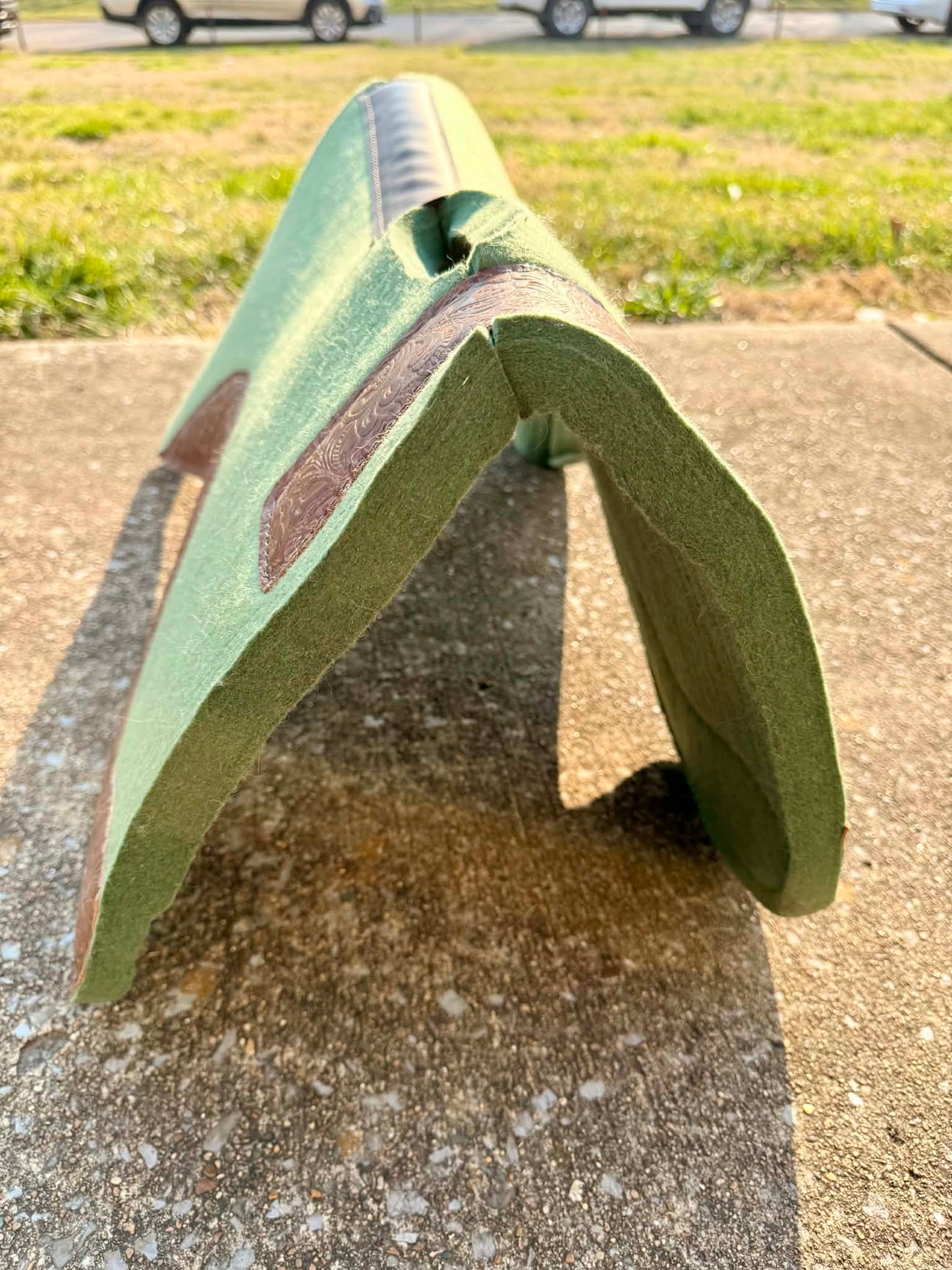READY TO SHIP- Green Olive 100% Wool Saddle Pad