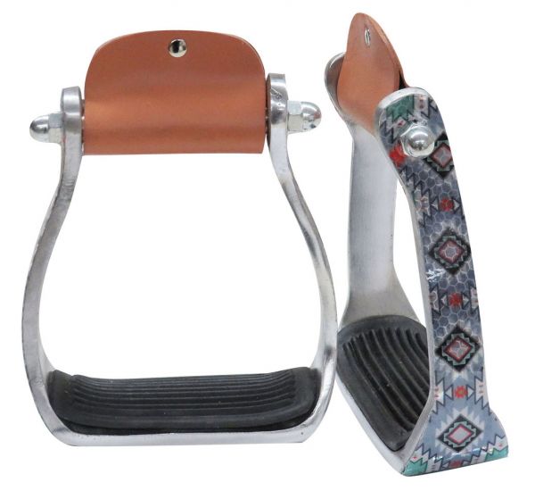 Shimmering Gray Navajo print stirrup