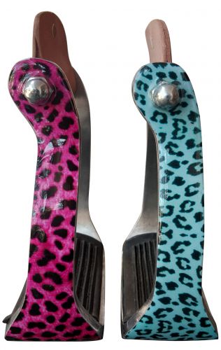 Teal or Pink Cheetah print stirrups