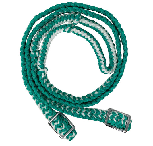 Teal and white barrel reins