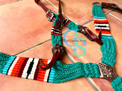 Corded sunset teal tack set