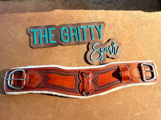 READY TO SHIP- Tooled edge leather girth