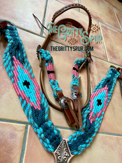 Tropical Corded Mohair Browband Headstall and Breastcollar Set