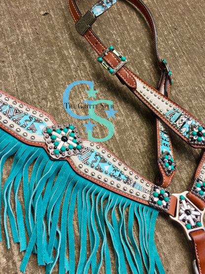 Arctic Aztec fringe tack set