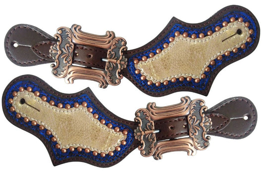 Ladies Metallic Gold and Royal Blue spur straps