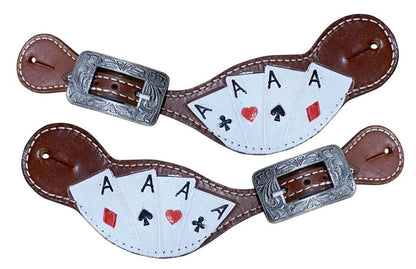 Ladies "Four of a Kind" painted leather spur straps