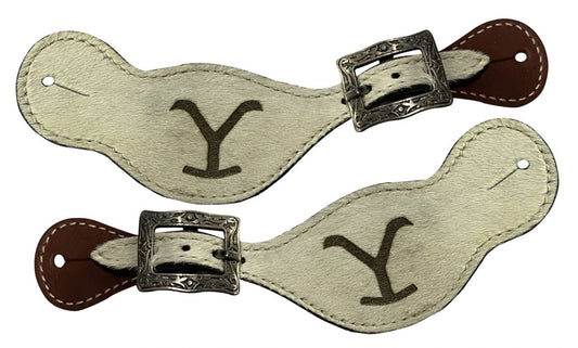 "Y" branded cowhide spur straps