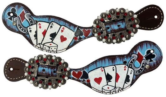 Ladies Electric Aces Painted Leather Spur Straps