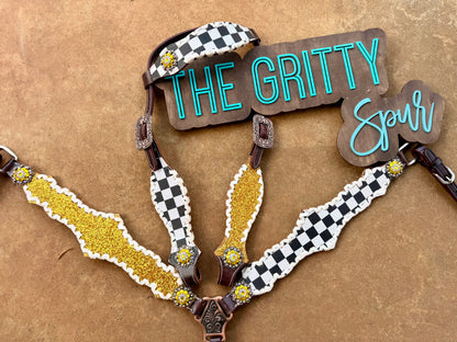 READY TO SHIP- Yellow Gold Checker Tack Set