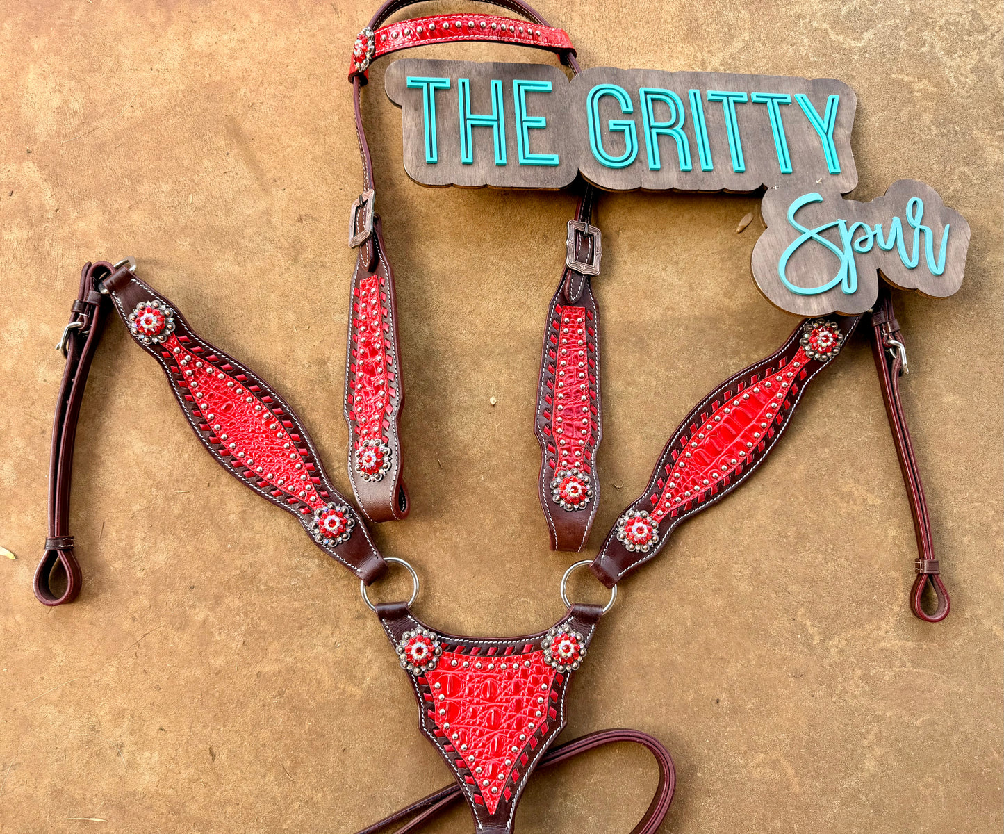 READY TO SHIP- Red Gator Tack Set