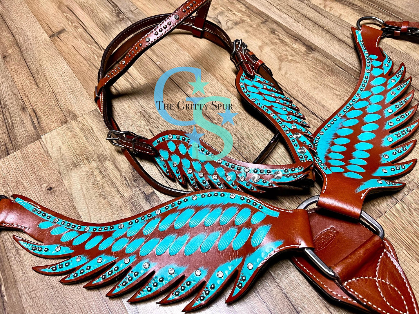 Teal angel wing tack set