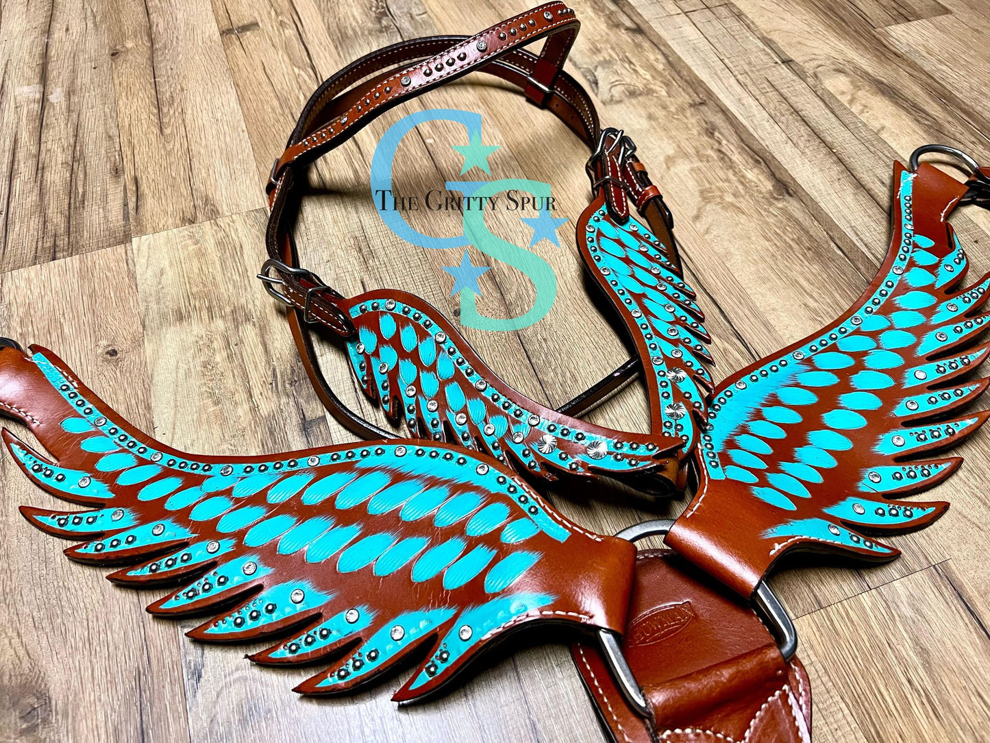 Teal angel wing tack set