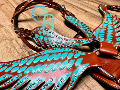 Teal angel wing tack set