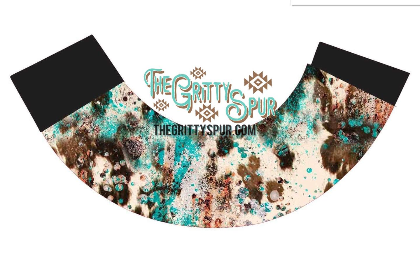 PRE ORDER- Turquoise Cowhide Splatter Bell Boots