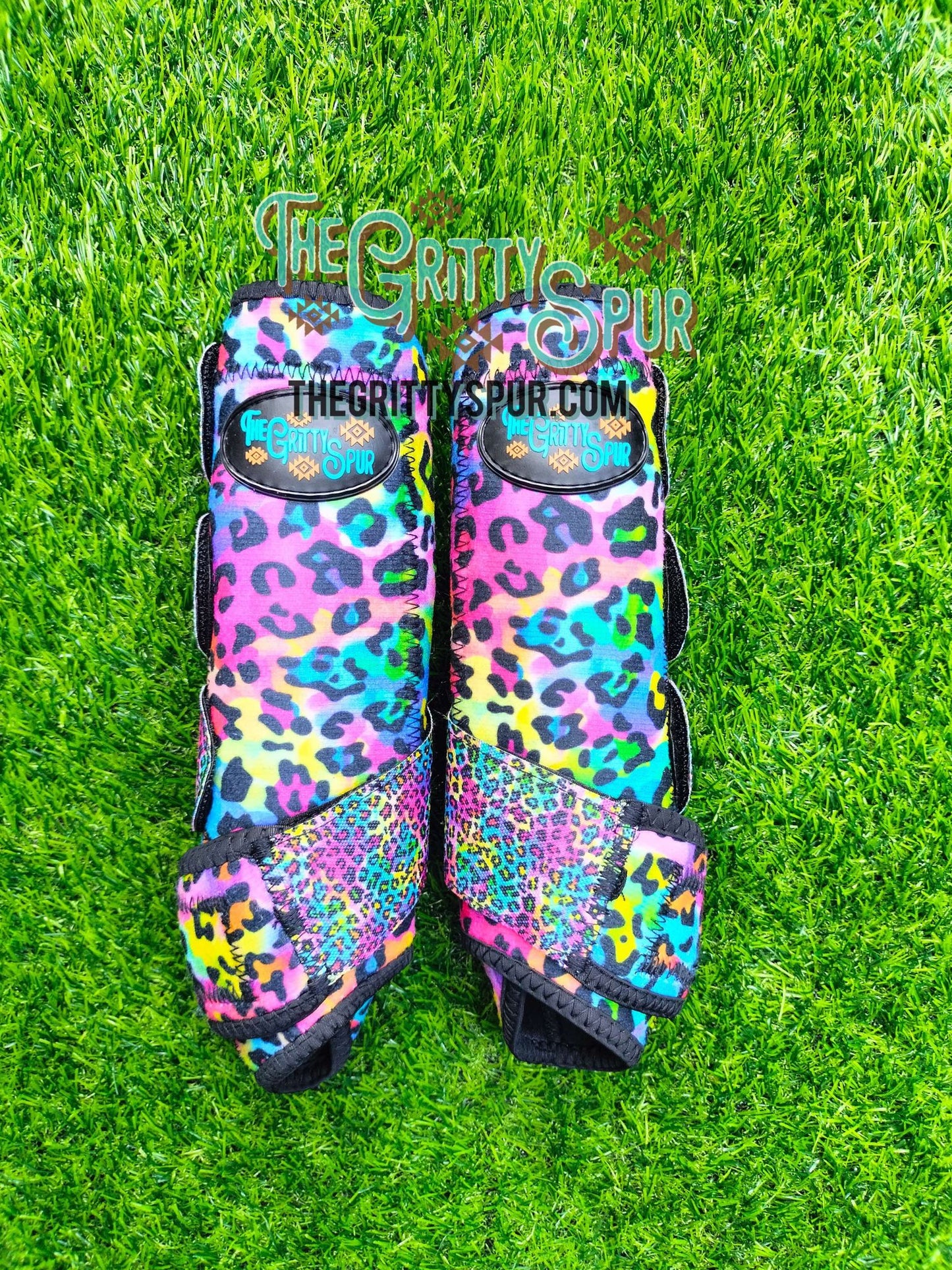 MED AND LARGE IN STOCK Rainbow Cheetah Sport Boots