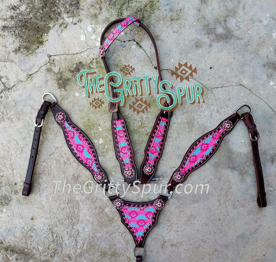 PRE ORDER- Pink Aztec tack set