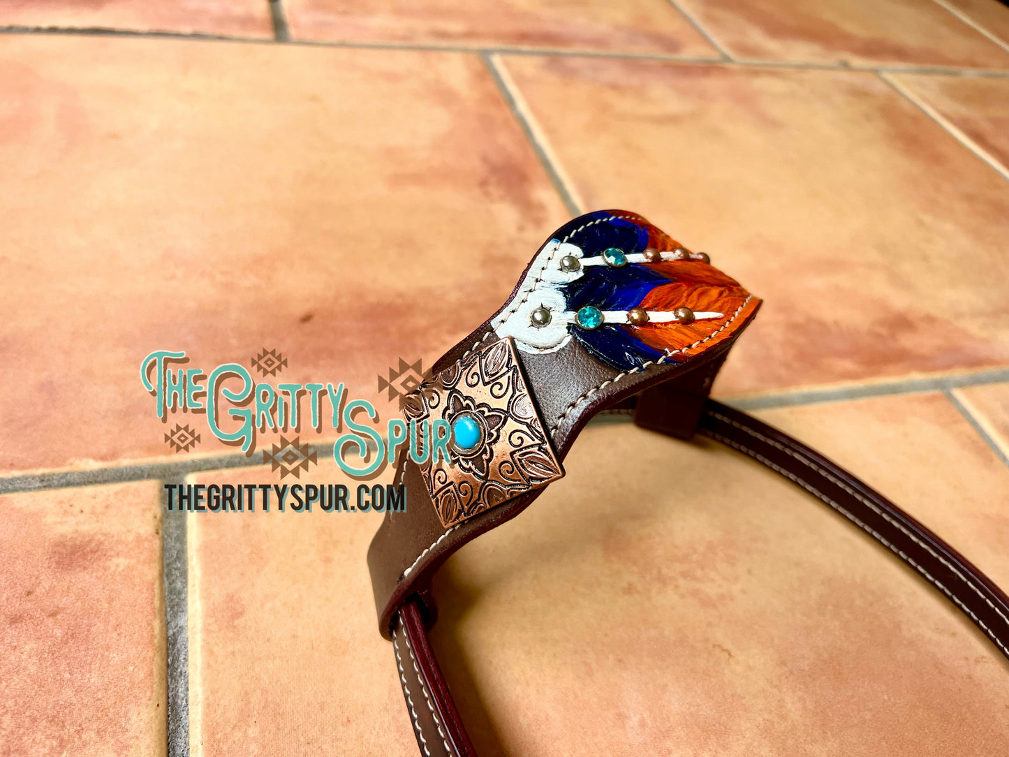 READY TO SHIP- Feather tack set with white gator inlay