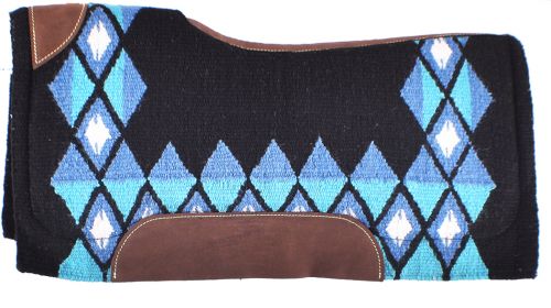 34" x 36" Black, Blue, and Teal memory felt bottom saddle pad