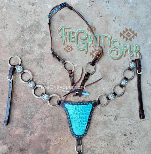 PRE ORDER- Turquoise gator ring tack set