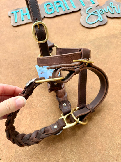 READY TO SHIP- Gorgeous Oiled Harness Leather Braided Halter