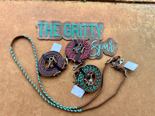 READY TO SHIP- Harness leather oiled laced reins 5/8in by 7ft