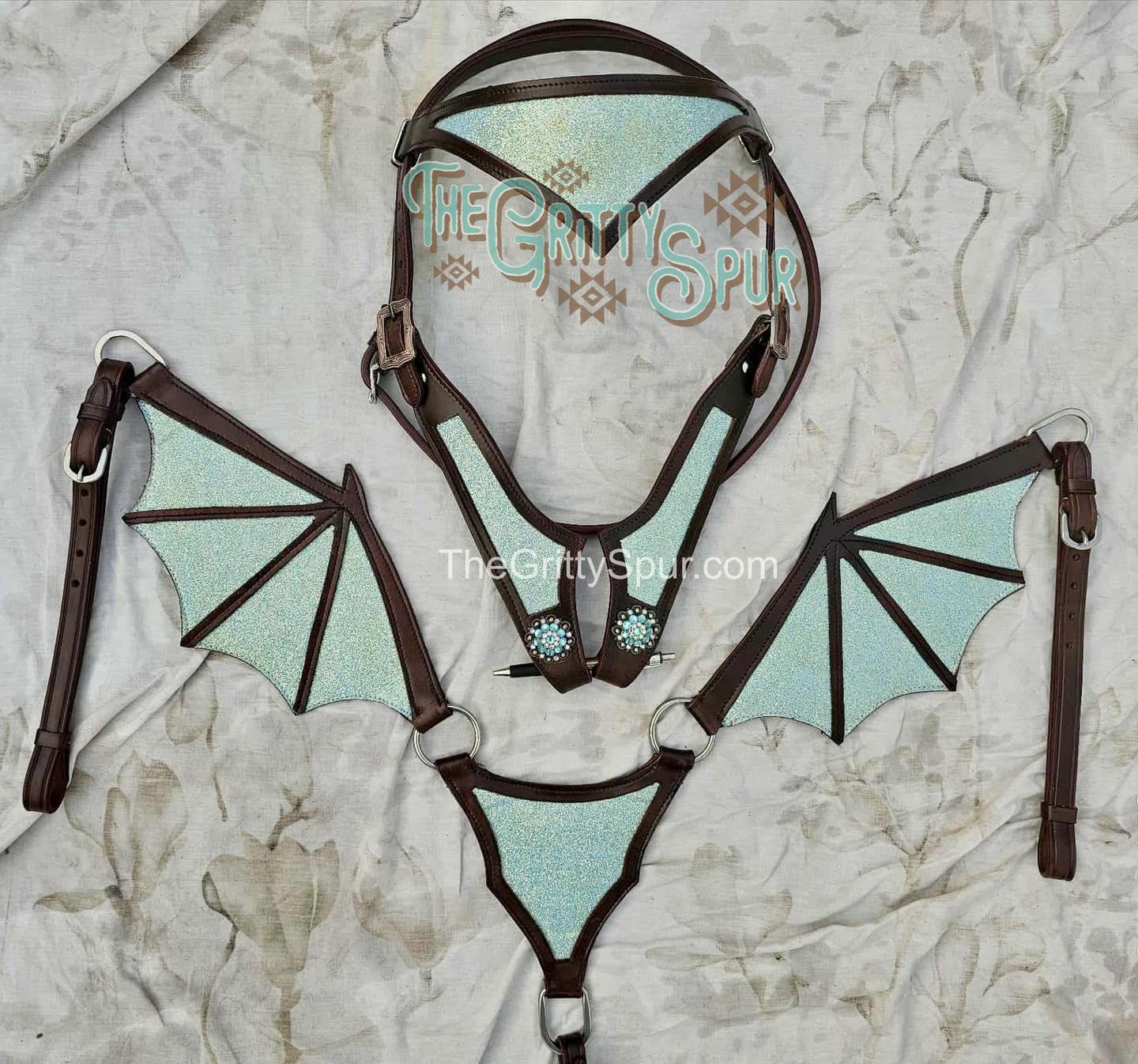 PRE ORDER- Mint Sparkle Dragon Tack Set