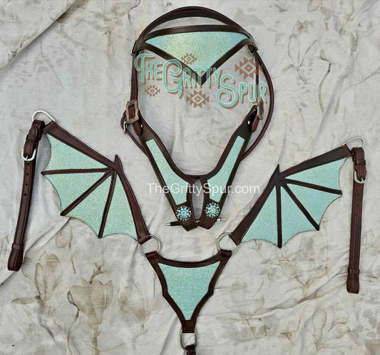 PRE ORDER- Mint Sparkle Dragon Tack Set