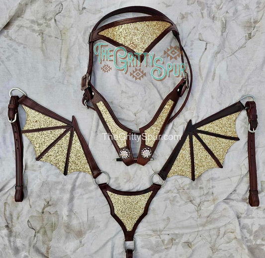 PRE ORDER- Gold Sparkle Dragon Tack Set