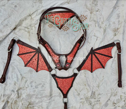 PRE ORDER- Rusty Red Sparkle Dragon Tack Set