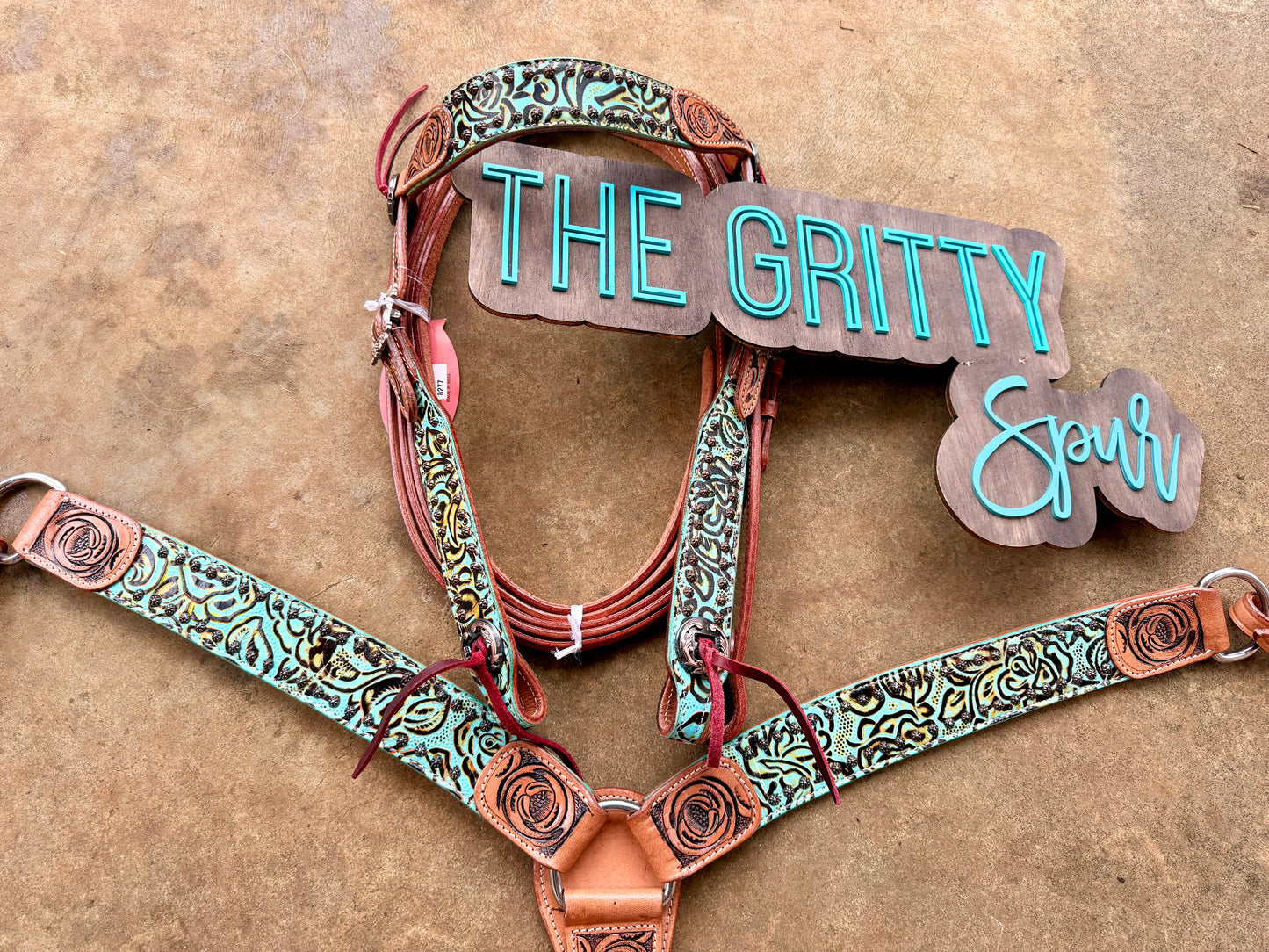 READY TO SHIP- Rustic Rose Browband Headstall and Breastcollar Set