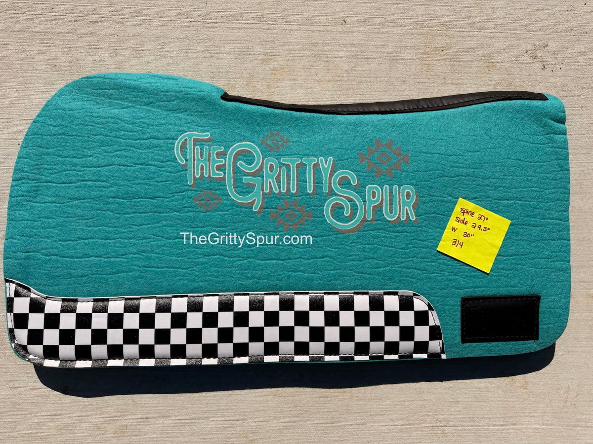 READY TO SHIP- Aqua 100% Wool Saddle Pad (choose details inside)