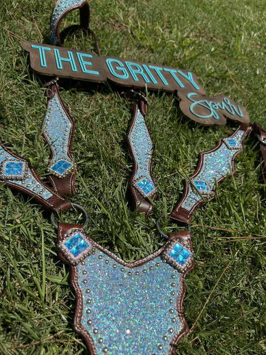 READY TO SHIP- Light blue glitter tack set