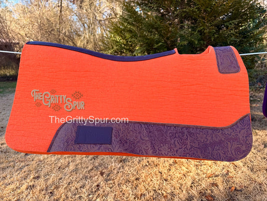 PRE ORDER- Orange 100% Wool Saddle Pad (choose details inside)