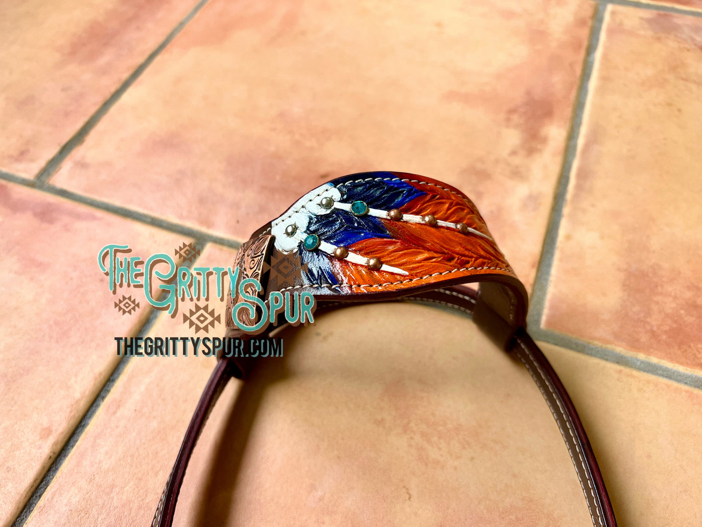 READY TO SHIP- Feather tack set with white gator inlay