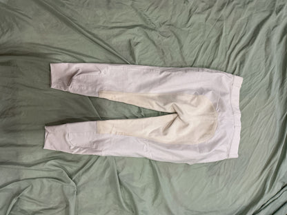 READY TO SHIP- Ovation white full seat slim secret breeches size 30R