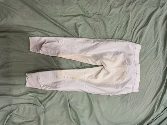 READY TO SHIP- Ovation white full seat slim secret breeches size 30R