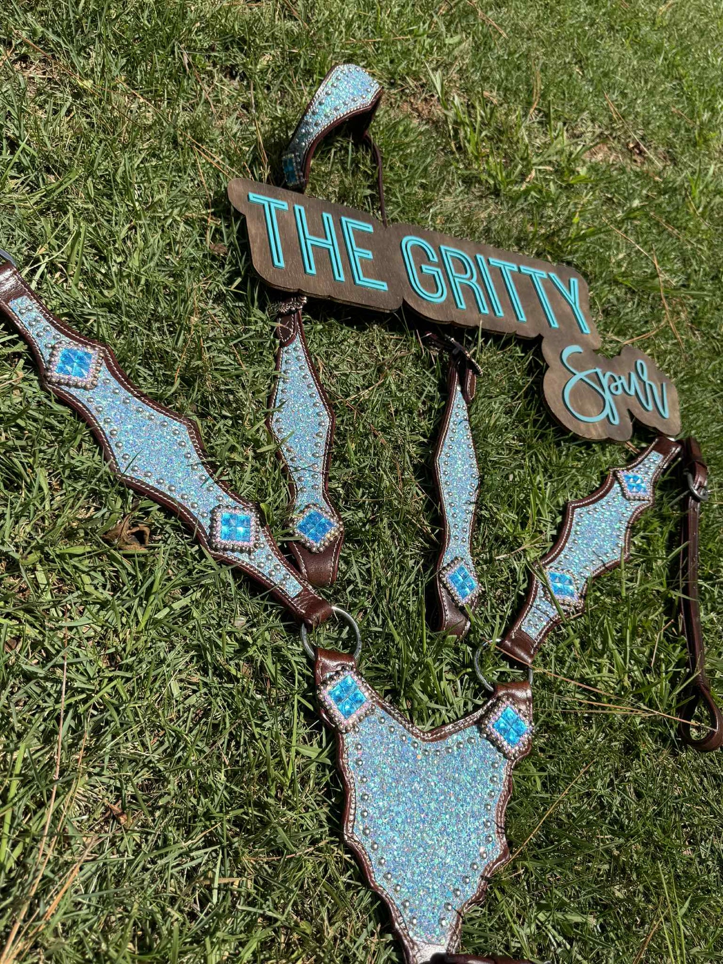 READY TO SHIP- Light blue glitter tack set