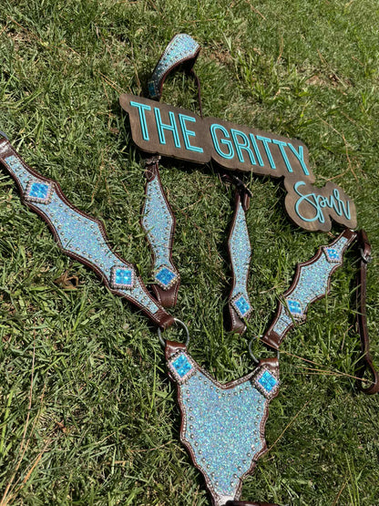 READY TO SHIP- Light blue glitter tack set